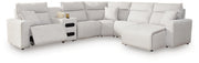 Modmax II Stone 6-Piece Reclining Sectional with Chaise and Audio Console - 65907S28