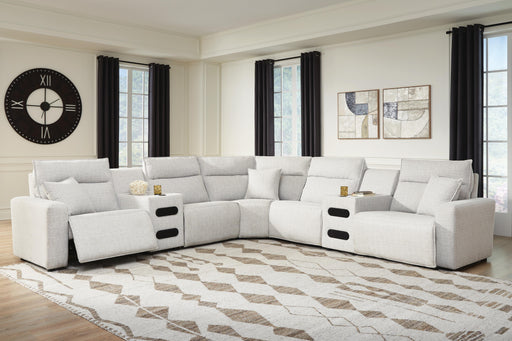 Modmax II Stone 7-Piece Power Reclining Sectional with Audio Consoles - 65907S9