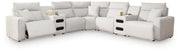 Modmax II Stone 7-Piece Power Reclining Sectional with Audio Consoles - 65907S9