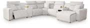 Modmax II Stone 7-Piece Power Reclining Sectional with Chaise and Audio Console - 65907S45