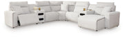 Modmax II Stone 7-Piece Power Reclining Sectional with Chaise and Audio Consoles - 65907S7