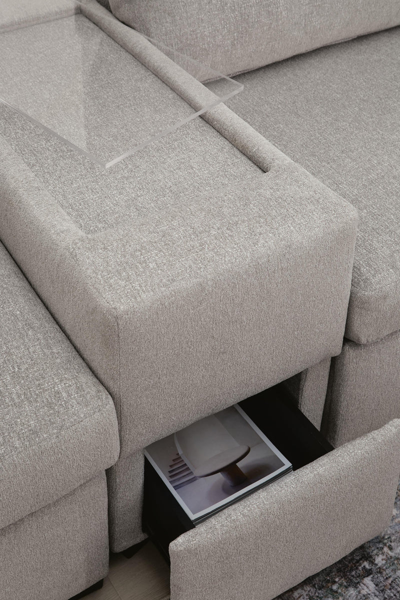 ModMax Luxe Flint 5-Piece Double Chaise Sectional with Storage Consoles - 68605S38