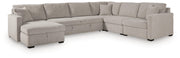 ModMax Luxe Flint 5-Piece Sectional with Storage Chaise and Pop Up Sleeper - 68605S104
