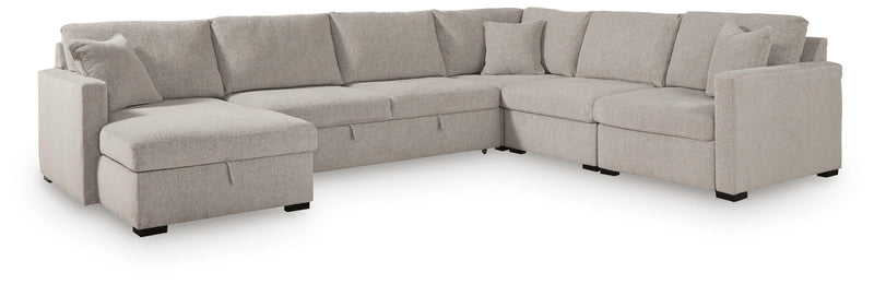 ModMax Luxe Flint 5-Piece Sectional with Storage Chaise and Pop Up Sleeper - 68605S104