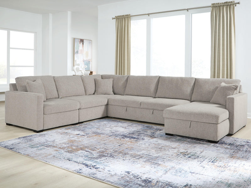 ModMax Luxe Flint 5-Piece Sectional with Storage Chaise and Pop Up Sleeper - 68605S105