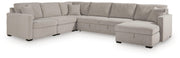 ModMax Luxe Flint 5-Piece Sectional with Storage Chaise and Pop Up Sleeper - 68605S105