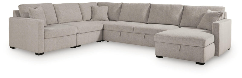 ModMax Luxe Flint 5-Piece Sectional with Storage Chaise and Pop Up Sleeper - 68605S105