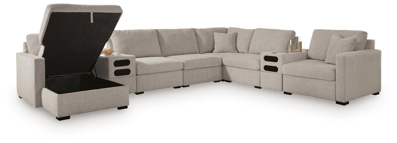 ModMax Luxe Flint 8-Piece Sectional with Storage Chaise and Audio Consoles - 68605S79