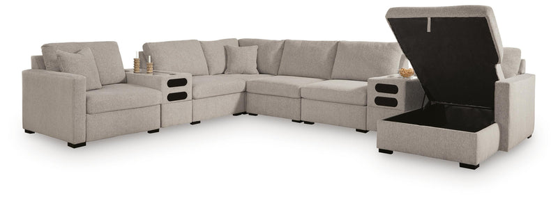 ModMax Luxe Flint 8-Piece Sectional with Storage Chaise and Audio Consoles - 68605S80