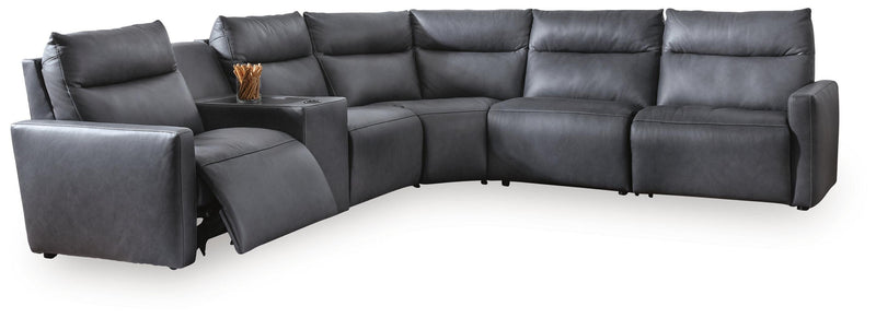ModZ Blue 6-Piece Power Reclining Sectional with Audio Console - U14001S9