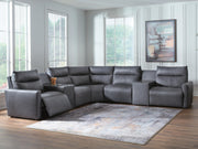 ModZ Blue 7-Piece Power Reclining Sectional with Audio Consoles - U14001S8