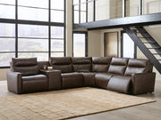 ModZ Chocolate 6-Piece Power Reclining Sectional with Audio Console - U14000S5