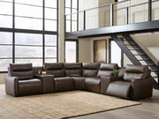 ModZ Chocolate 7-Piece Power Reclining Sectional with Audio Consoles - U14000S7