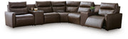 ModZ Chocolate 7-Piece Power Reclining Sectional with Audio Consoles - U14000S7
