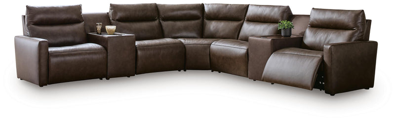 ModZ Chocolate 7-Piece Power Reclining Sectional with Audio Consoles - U14000S7