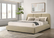 Mokena 46-inch Upholstered Eastern King Platform Bed Brown - 310091KE