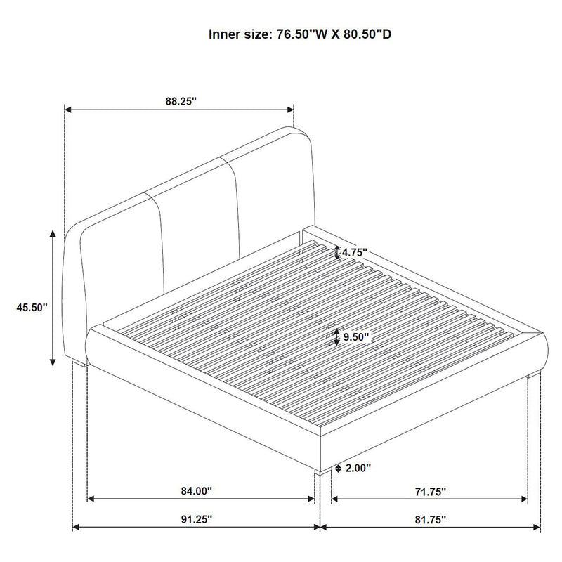 Mokena 46-inch Upholstered Eastern King Platform Bed Brown - 310091KE