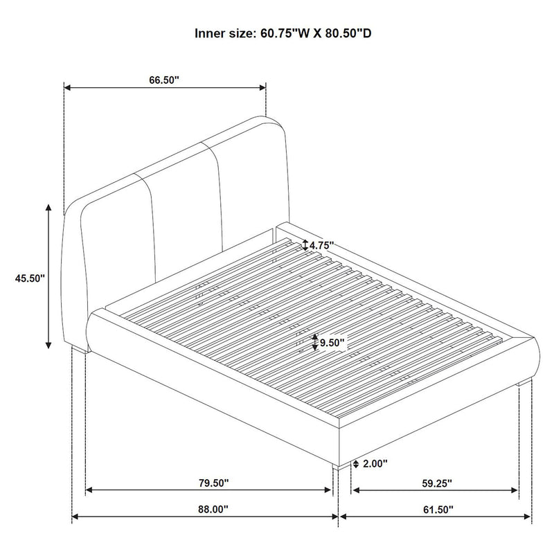 Mokena 46-inch Upholstered Queen Platform Bed Brown - 310091Q