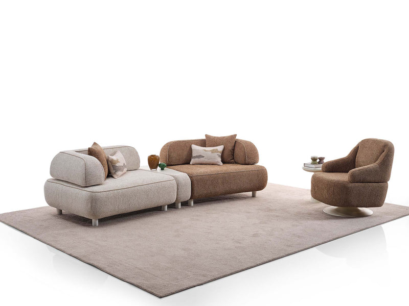Mokka 4-pieces (Module Sofa & Sofa & 2 Chair) Livingroom in Cream - Brown - 200-ELI-MOK-KRL 104-KRL 504-33MBB