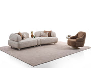 Mokka 4-pieces (Module Sofa & Sofa & 2 Chair) Livingroom in Cream - Brown - 200-ELI-MOK-KRL 104-KRL 504-33MBB