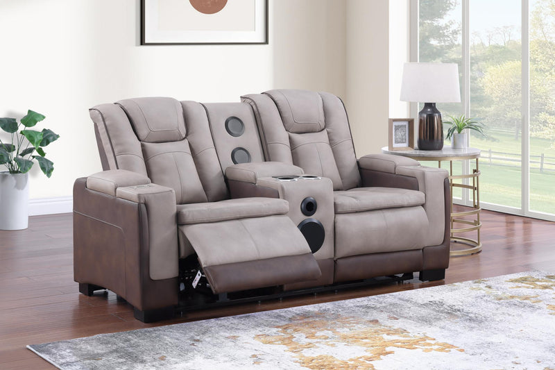 Molly- Brown- beige Loveseat with: PWR Recliner, PWR Headrest, Speaker with Subwoofer, console, storage armrest, wireless charger, Zero Gravity - L656-L