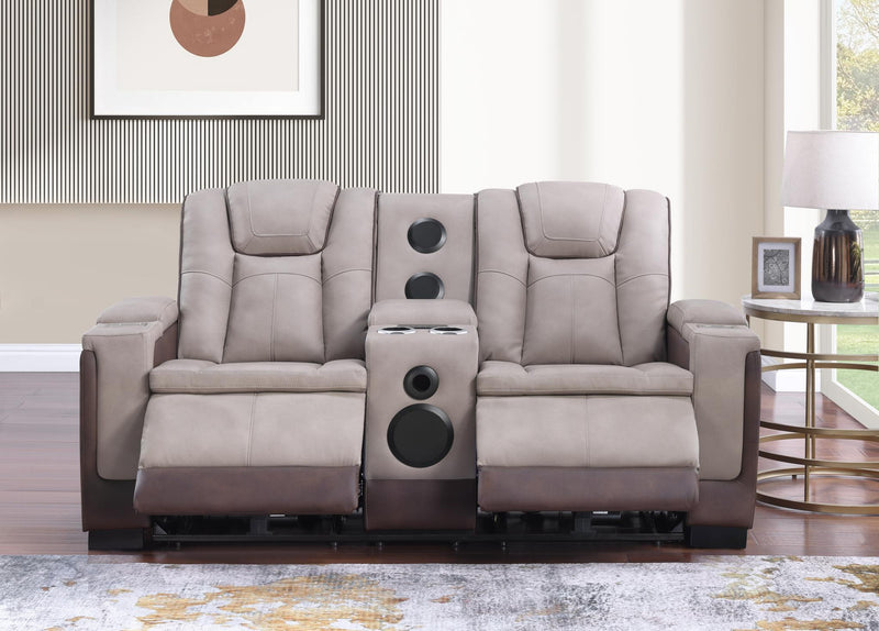 Molly- Brown- beige Loveseat with: PWR Recliner, PWR Headrest, Speaker with Subwoofer, console, storage armrest, wireless charger, Zero Gravity - L656-L