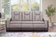 Molly- Brown- beige Sofa with: PWR Recliner, PWR Headrest, Drop down table with reading light, storage armrest, wireless charger, Zero Gravity - L656-S