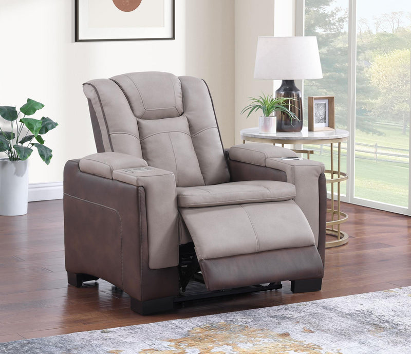 Molly- Brown- beige with: PWR Recliner, PWR Headrest, storage armrest, wireless charger, Zero Gravity - L656-R