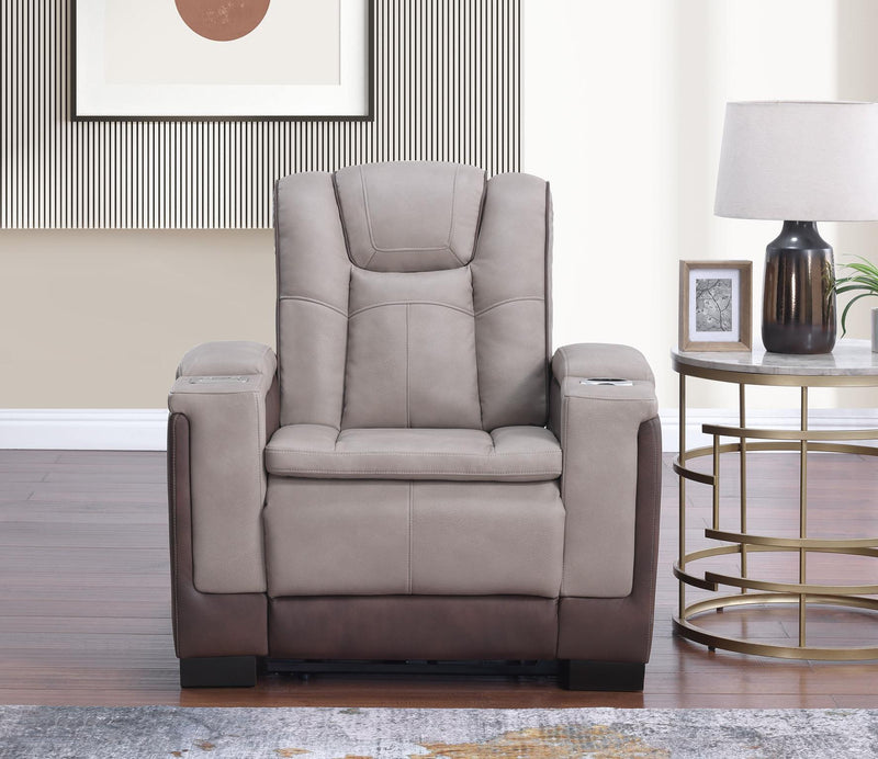 Molly- Brown- beige with: PWR Recliner, PWR Headrest, storage armrest, wireless charger, Zero Gravity - L656-R