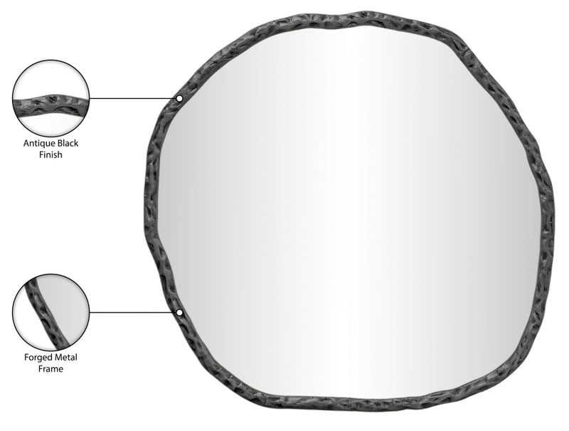 Molten 36" W x 36" H Iron Frame Mirror in Black - 66008Black-M