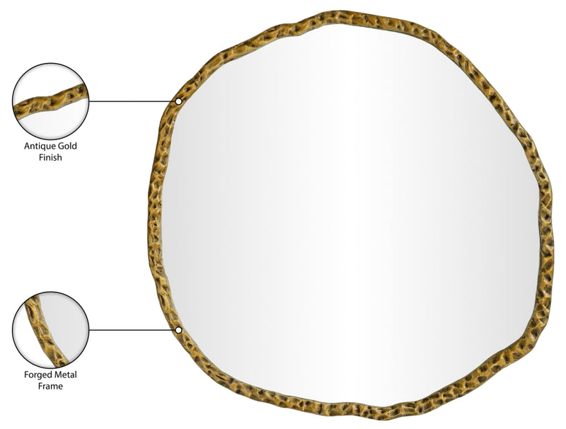 Molten 36" W x 36" H Iron Frame Mirror in Gold - 66008Gold-M