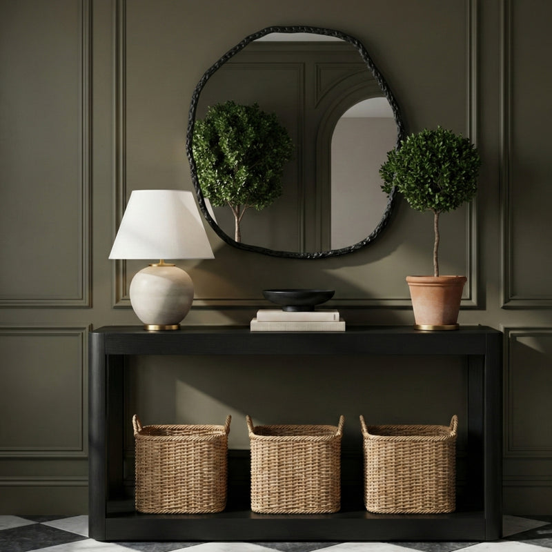 Molten 48" W x 48" H Iron Frame Mirror in Black - 66009Black-M