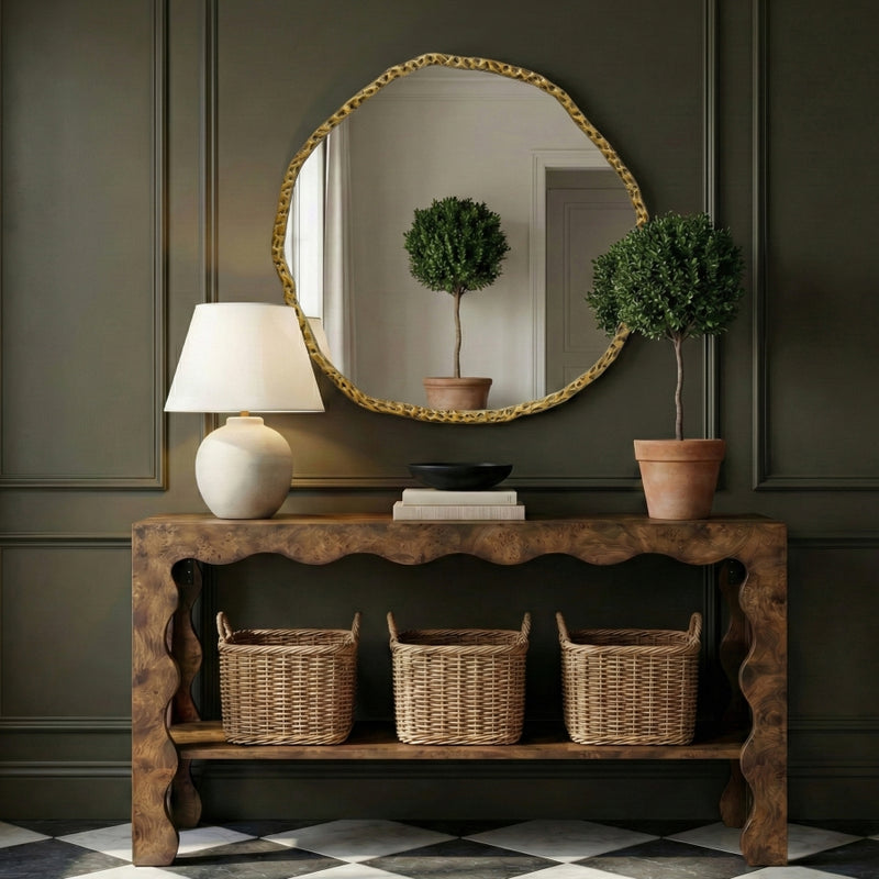 Molten 48" W x 48" H Iron Frame Mirror in Gold - 66009Gold-M