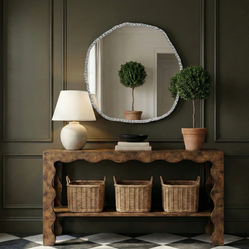 Molten 48" W x 48" H Iron Frame Mirror in Silver - 66009Silver-M
