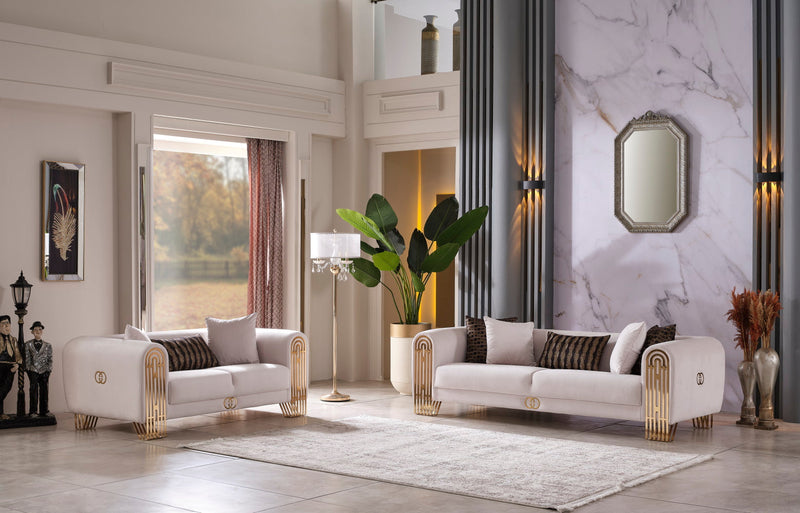 Monaco 3-pieces (Sofa & Loveseat & Chair) Livingroom Set Cream in Cream - 101-MON-LV925-321