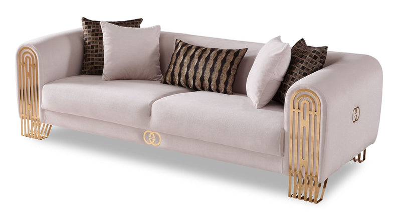 Monaco 3-pieces (Sofa & Loveseat & Chair) Livingroom Set Cream in Cream - 101-MON-LV925-321