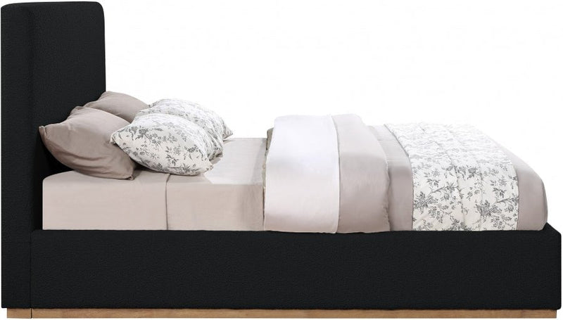 Monaco Boucle Fabric King Bed Black - Gate FurnitureKing Bed