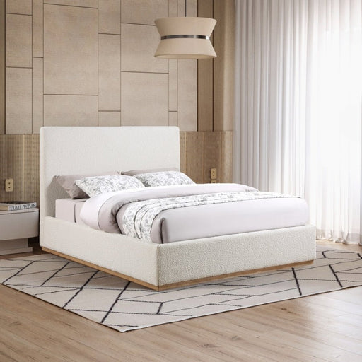 Monaco Boucle Fabric King Bed Cream - Gate FurnitureKing Bed