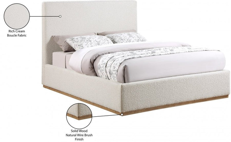 Monaco Boucle Fabric King Bed Cream - Gate FurnitureKing Bed