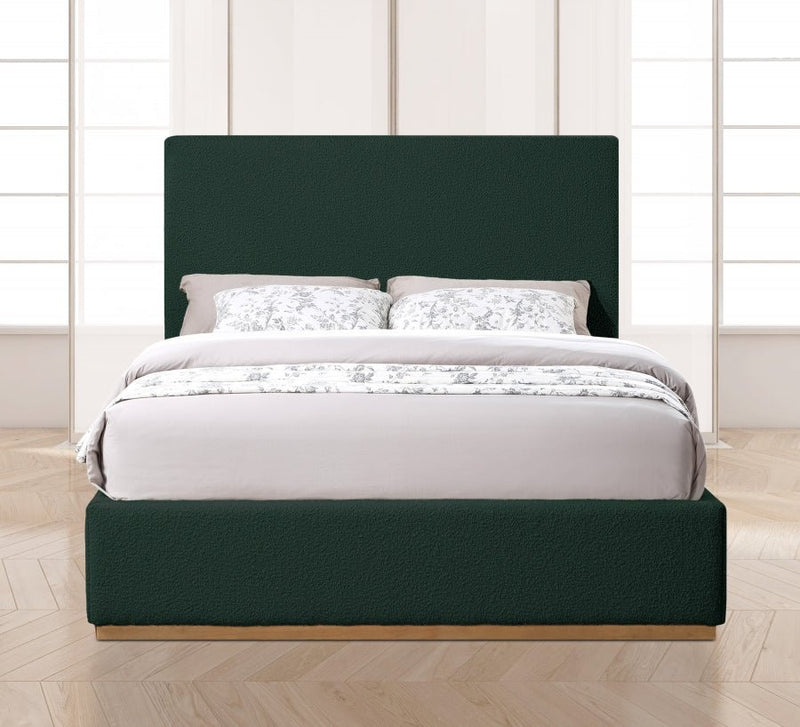 Monaco Boucle Fabric King Bed Green - Gate FurnitureKing Bed
