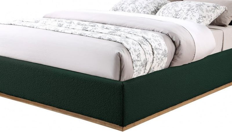 Monaco Boucle Fabric King Bed Green - Gate FurnitureKing Bed