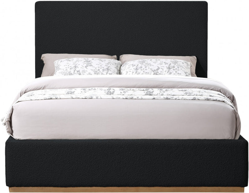 Monaco Boucle Fabric Queen Bed Black - Gate FurnitureQueen Bed