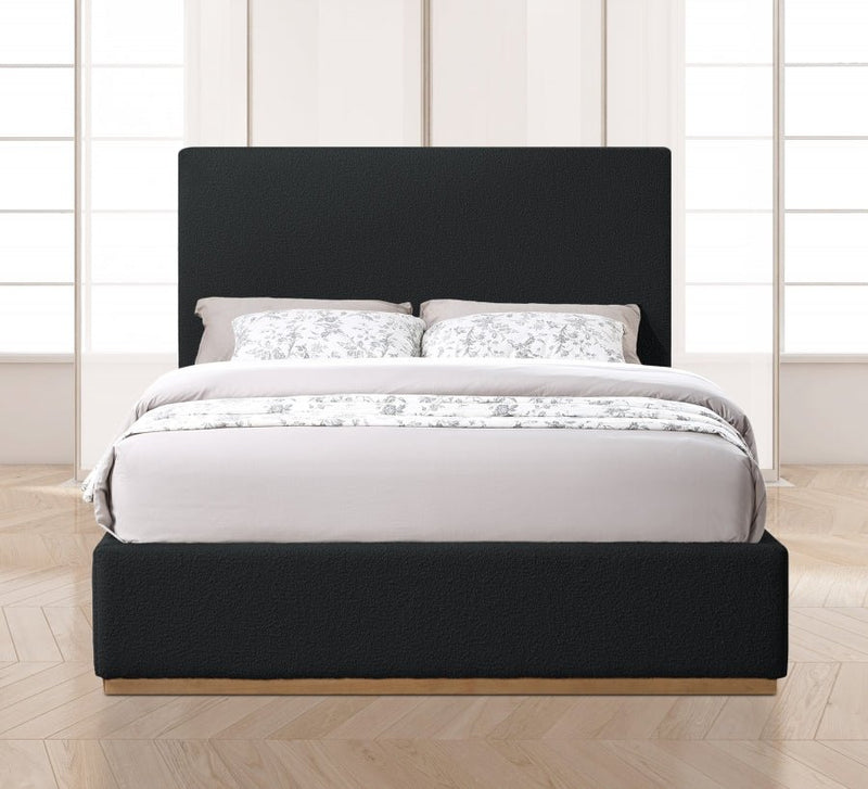 Monaco Boucle Fabric Queen Bed Black - Gate FurnitureQueen Bed