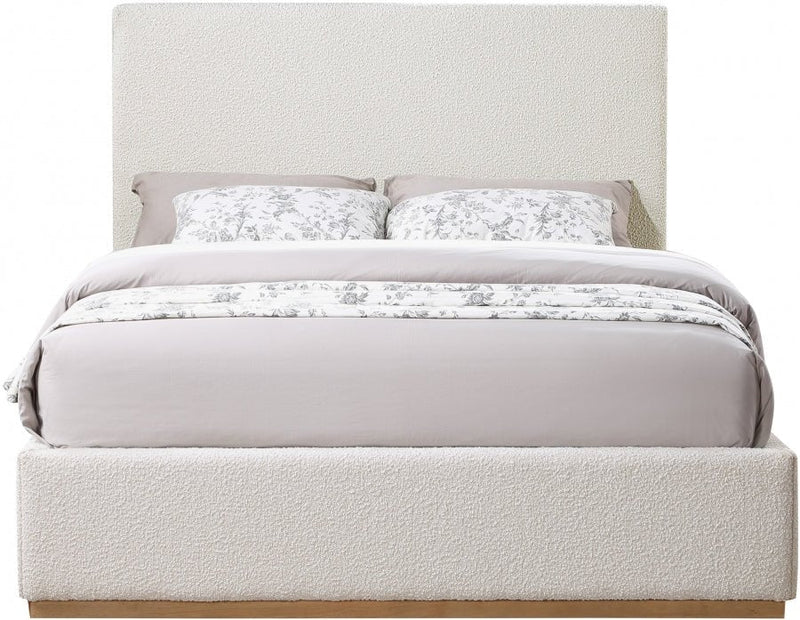 Monaco Boucle Fabric Queen Bed Cream - Gate FurnitureQueen Bed