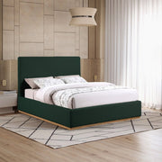 Monaco Boucle Fabric Queen Bed Green - Gate FurnitureQueen Bed