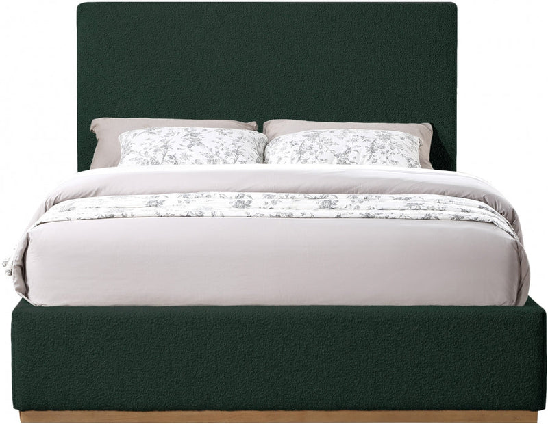 Monaco Boucle Fabric Queen Bed Green - Gate FurnitureQueen Bed