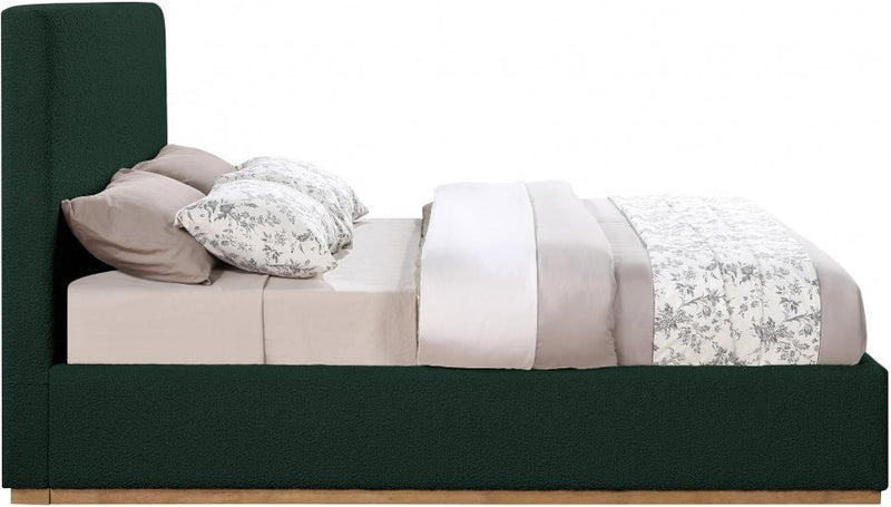 Monaco Boucle Fabric Queen Bed Green - Gate FurnitureQueen Bed