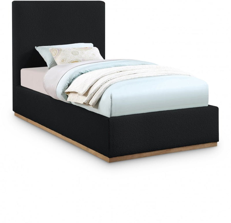 Monaco Boucle Fabric Twin Bed Black - Gate FurnitureTwin Bed
