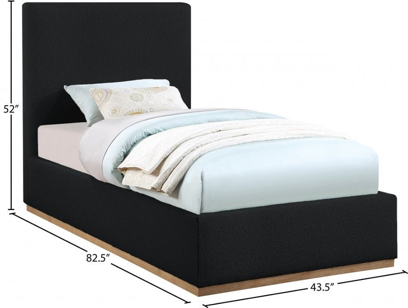 Monaco Boucle Fabric Twin Bed Black - Gate FurnitureTwin Bed