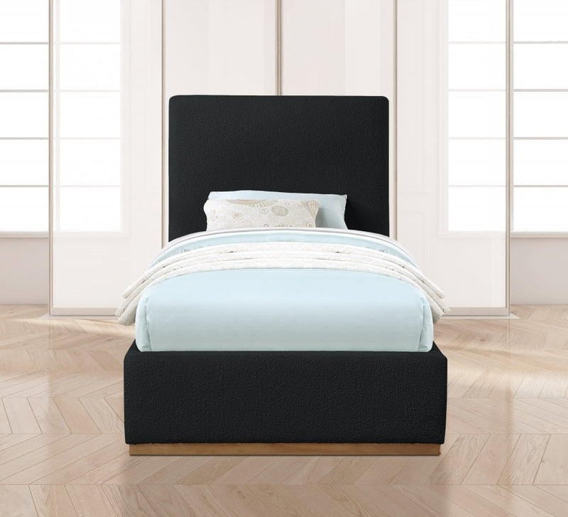 Monaco Boucle Fabric Twin Bed Black - Gate FurnitureTwin Bed